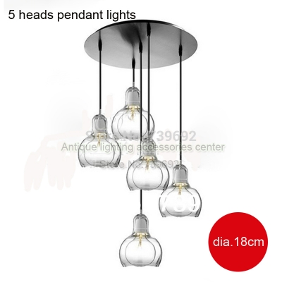 (dia.18*23cm) 5 heads round ceiling base 2014 vintage retro classical europe style glass pendant lights lamps