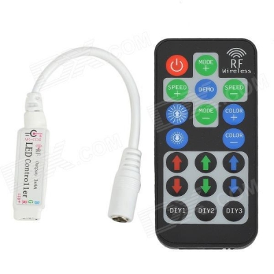 diy mini rf rgb led controller w/ remote control for strip light module (dc12-24v)