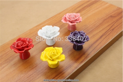 fashion rose jewelry box knobs ceramic furniture knobs drawer knobs