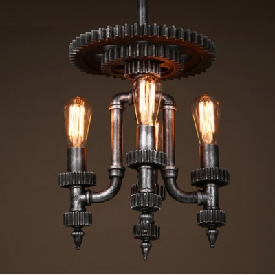 loft style water pipe creative mechanical gear edison pendant lights fixtures hanging lamp vintage industrial lighting