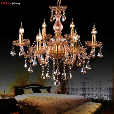 modern crystal chandelier light for dining room bed room golden champagne color lustres de cristal indoor lighting