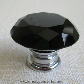 modern luxury glass diamond furniture decoration knobs black crystal drawer kichen cabinet knob handle shiny silver dresser pull