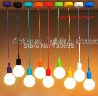 multicolor new 2014 e27 chandeliers lamp folding silicone shade pendant color hanging socket light fixture-no bulb