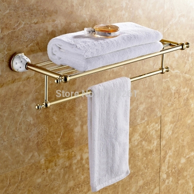 new arrival towel racks luxury bathroom accesserries golden finish bath towel shelves towel bar bath hardware 5212