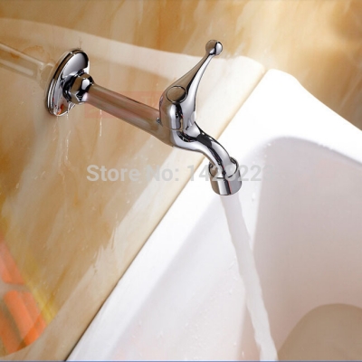 polished chrome cold water mop pool taps wall mounted brass body