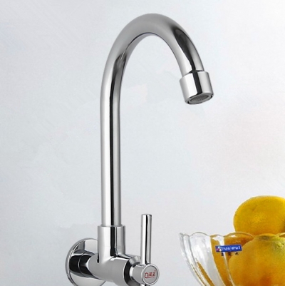single cold water brass wall kitchen tap