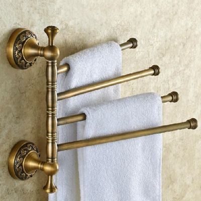 solid brass vintage style bathroom revolve towel bar antique brass four tiers bath towel holder rack wall mounted f91373
