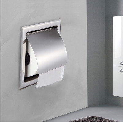 square polished chrome brass toilet paper holder tissue box wall mounted concealed install