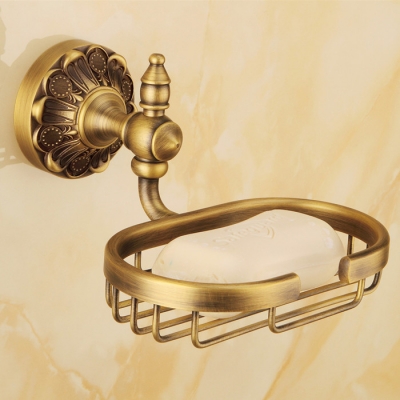 whole and retail brass high-end wall mounted antique brass home bathroom soap basket dish holder 6009f
