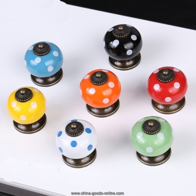 10pc ceramic candy colors dotted cute boys girls bedroom cabinet handles knob drawer closet knob kitchen cupboard pull handle