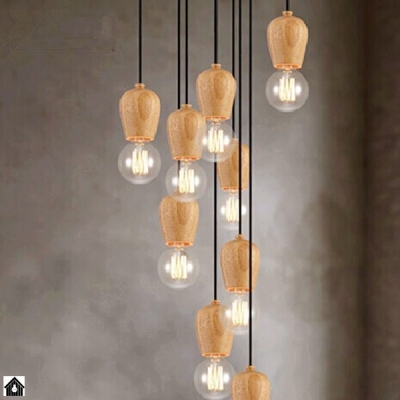 6-8-10-12-14arm oak wood lamp color wire e27/e26 socket wood lampholder hanging light fixture.only lamp,no bulb