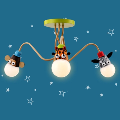 children room boy and girl cartoon creative droplight kids room animal monkey / zebra / giraffe pendant light