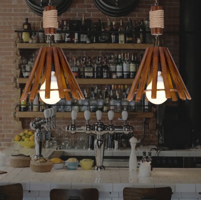 chinese antique pendant lamp european american vintage restaurant study wood and rope pendant light