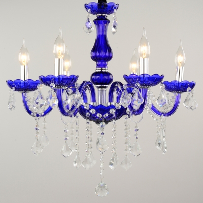 crystal blue chandelier lampshades nomsun k9 lustres de sala de janta 6 arms dining room restaurant decoration lighting