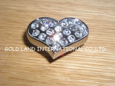 d36mmxh26mm 30pcs/lot heart new style crystal and zinc alloy cabinet door drawer knob&crystal knobs