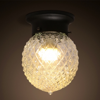 dia15 h18cm modern simple painted iron pineapple glass led ceiling light with 3w led bulb