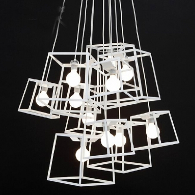 edison bulb ly nordic modern fashion minimalist design iron art square colorful frame pendant light