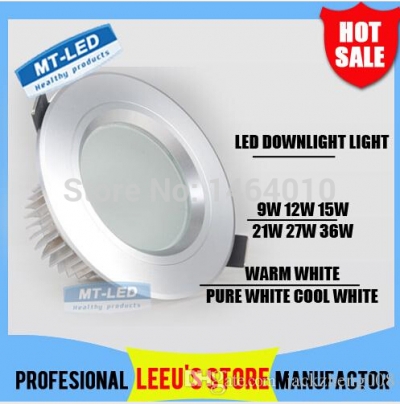 high power led ceiling lamp 9w 12w 15w 21w 27w 36w 85-265v led recessed downlight with led drive