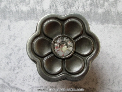 knobs flower dresser knob drawer knobs pulls handles crystal / antique black grey kitchen cabinet knobs / vintage furniture knob