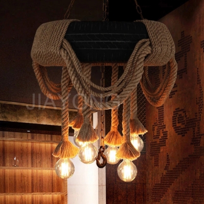 loft american country vintage rope tire pendant lights creative personality retro 6 lights ac 90-260v