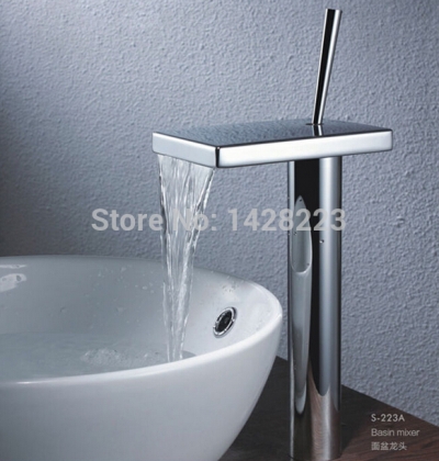 luxury chrome waterfall brass basin sink faucet deck mounted single handle and cold bathroom mixer tap