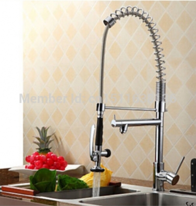 luxury deck mounted brass hands kitchen faucet tall chrome dual spout sink mixer tap for kitchen