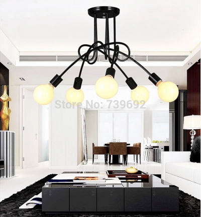 modern irregular iron ceiling light copper wire ceiling lamp for study bedroom living room dining room 5 light