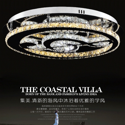 modern stainless steel lustre de cristal round led ceiling light fashion living room k9 crystal ceiling lamp