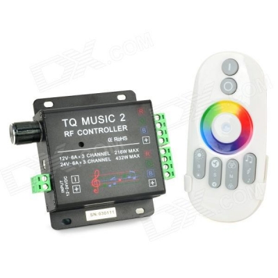 music 2 3-channel led controler / rf led music controller / rgb audio controller (dc12v-24v)