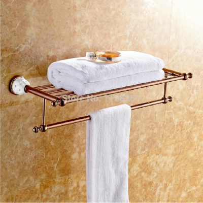new arrival towel racks luxury bathroom accesserry rose gold finish bath towel shelves towel bar bath hardware 5312