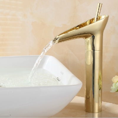 new euro bathroom selling gold brass deck mounted vessel sink faucet mixer tap fashion design se-1307k