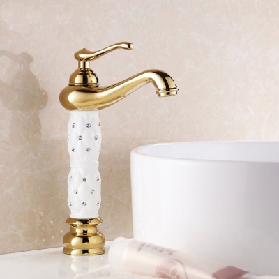 nice new euro gold finish luxury tall high bathroom basin faucet single handle vanity sink mixer water tap 814k