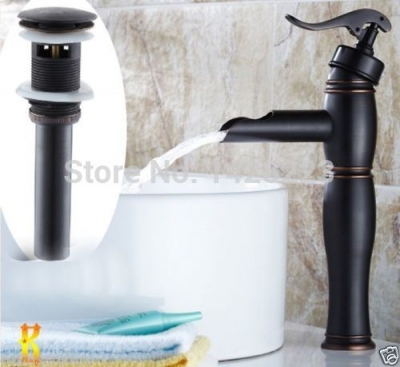 oil rubbed bronze good-quality "water pump look" bathroom basin sink faucet w/ pop up drainer
