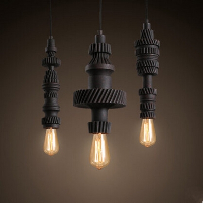 retro loft style resin gear droplight industrial vintage pendant lights fixtures for bar dining room hanging lamp lamparas