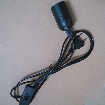 1.8m suspension e27 lamp holder,the power cord length of 1.8m, plug and switch ,black luster e27 base with external thread