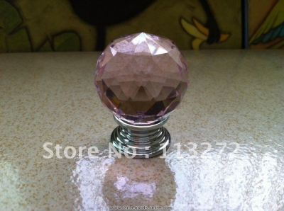 ( $10 off per $100) 50pcs/lot 30mm pink crystal chrome knobs base