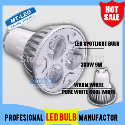 100pcs high power cree led lamp dimmable gu10 9w 110-240v led spot light spotlight led bulb downlight lighting