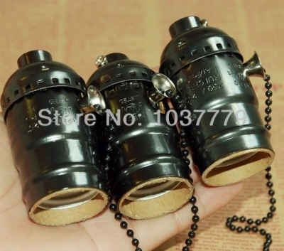 100pcs/lot pull chain switch vintage pendant lamp accessories pearl black color e27 holder