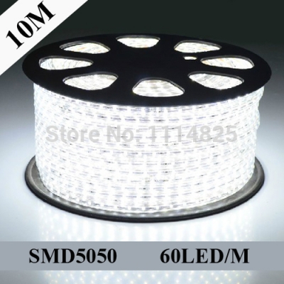 10m 11.52w/m white/warm white 600led smd 5050 led strip light lamp waterproof ip66 ac 220v for living room bedroom