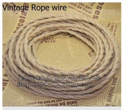 (10m/lot) whole price,vintage rope fabric copper conductor eletrical wire(2*0.75mm),suitable for edison bulb lamps