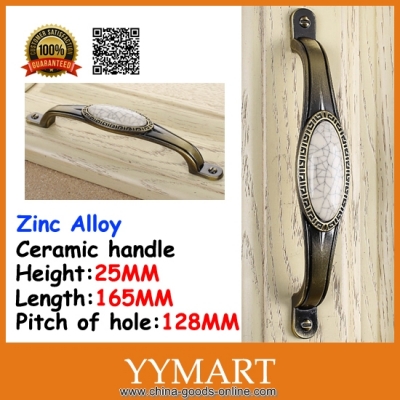 128mm zinc alloy crack ceramics cabinet wardrobe cupboard knob drawer door pulls furniture handle cabinet kitchen ql760