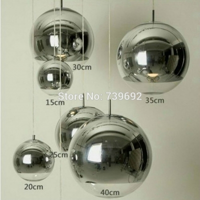15cm-40cm modern 2/3 chrome mirror ball pendant lights glass bubble ball lamp lighting for dinning room
