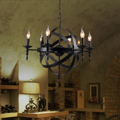 2015 new style creative globe iron pendant light american country vintage 6 heads candle pendant light