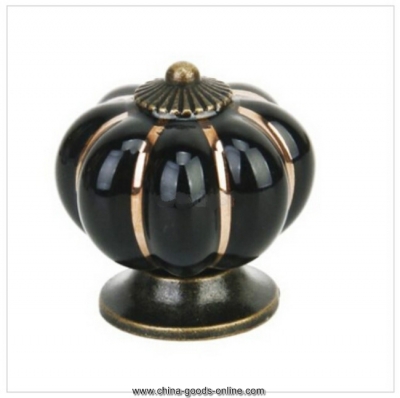 3 x antique pumpkin ceramic drawer cupboard door pull kitchen handle knobs--black