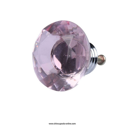 40mm diamond shape crystal glass drawer cupboard pull handle knob pink ptsp