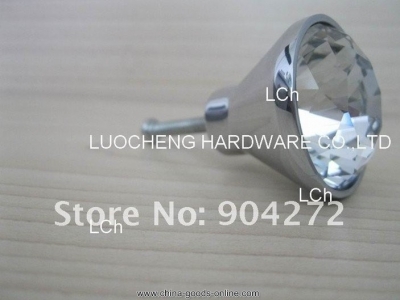 50 pcs/lot 35mm clear crystal cabinet knob on a chrome zinc base