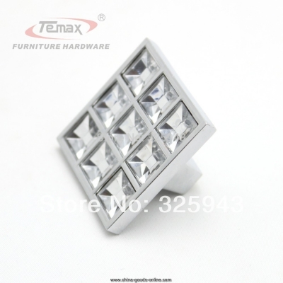 50pcs 40mm clear crystal zinc alloy square type morden kitchen cabinet knobs and handles dresser drawer knob kids