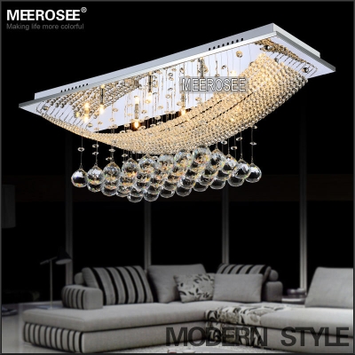 8 lights crystal chandelier light fixture rectangle clear crystal lustre lamp g4 for dining room, meeting room md5018