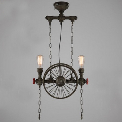 american industrial wind iron water pipe droplight vintage chain wheels edison pendant light