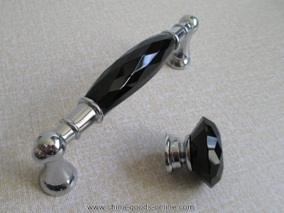 black glass dresser drawer handles pulls knob chrome metal / silver modern crystal cupboard cabinet handle pull knobs